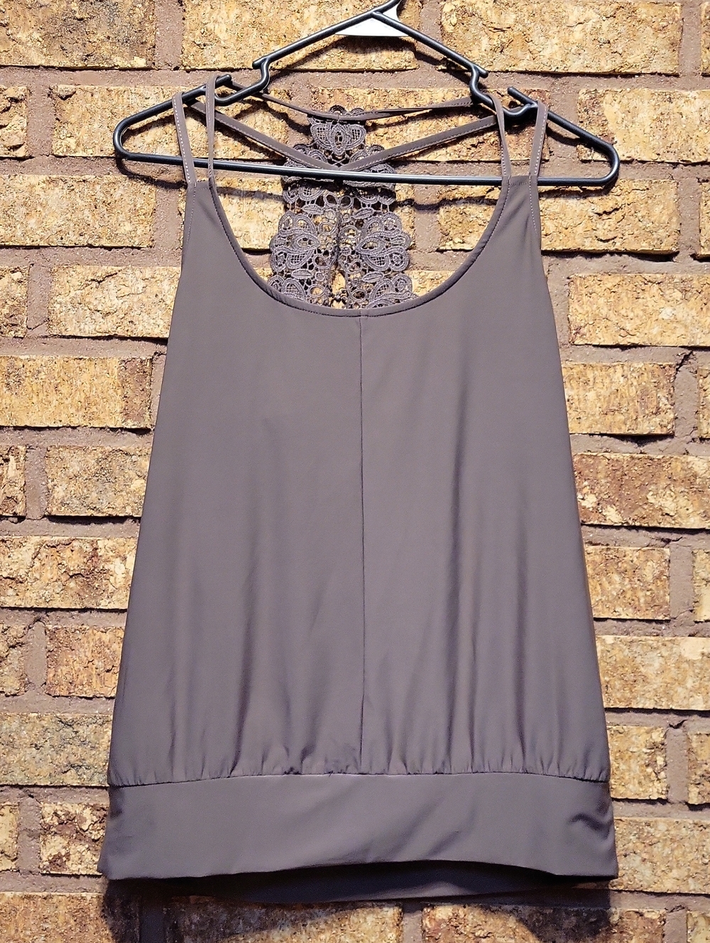 Daytrip Mocha Taupe Lace Racerback Cami Tank Top Spaghetti Strap Boho Size M